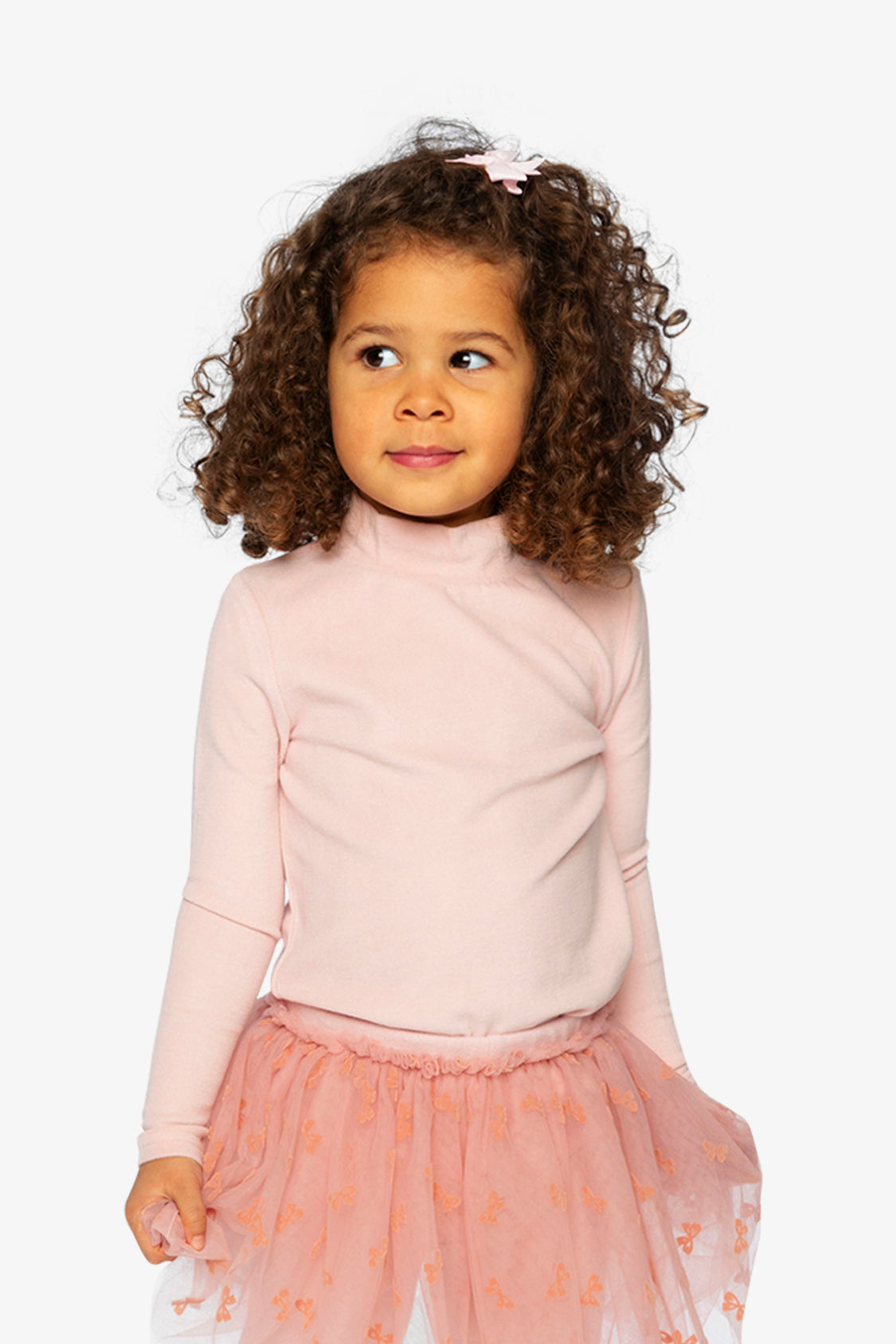 Brushed Rib Mock Neck Top Pale Dusty Pink-1