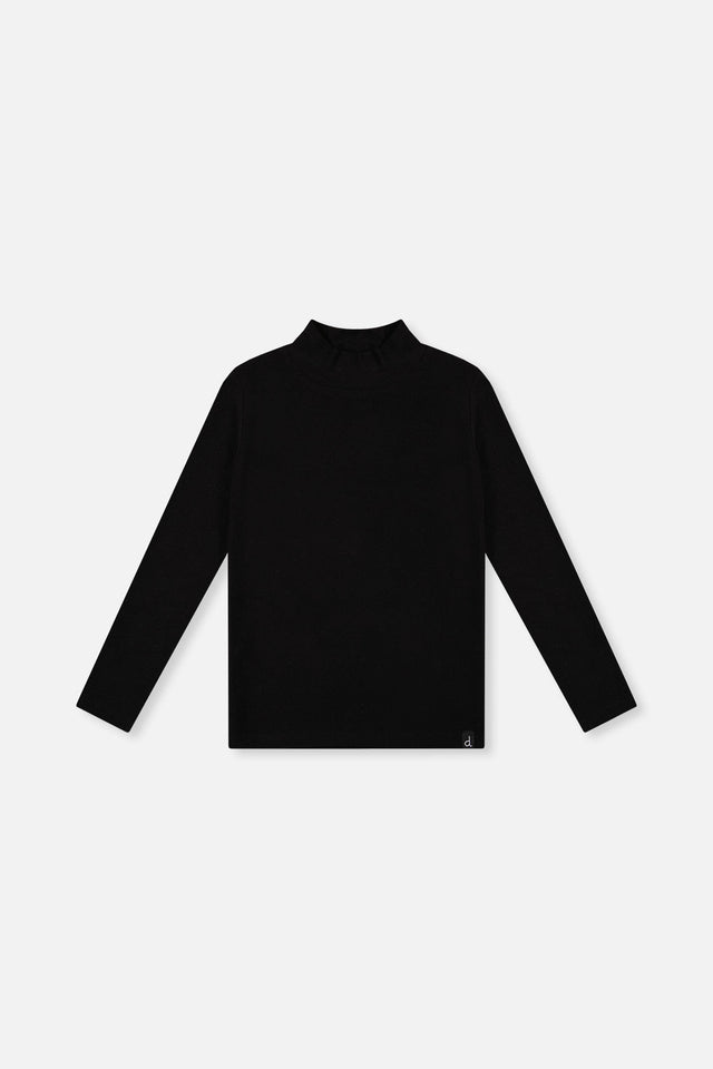 Brushed Rib Mock Neck Top Black-0