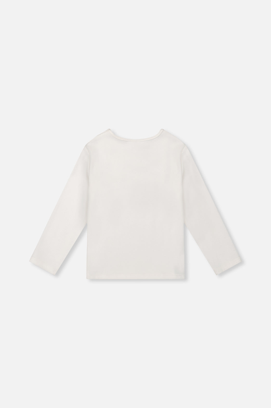 Deux par Deux girls' brushed rib crew neck top in off-white, back view