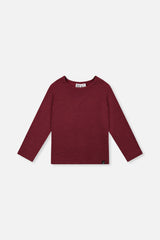 Brushed Rib Crew Neck Top Reddish-Brown-0