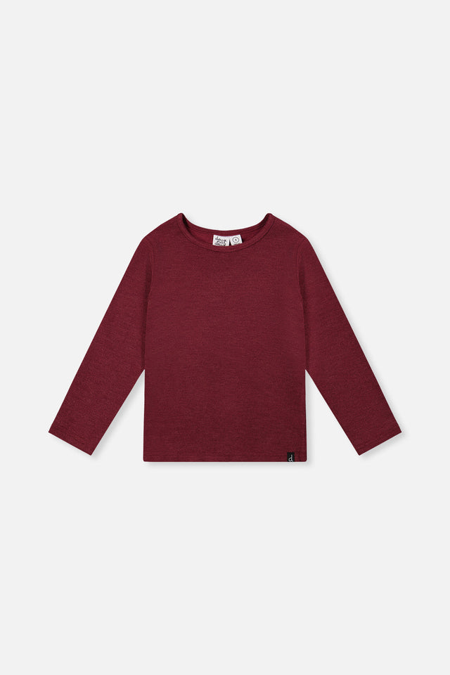 Brushed Rib Crew Neck Top Reddish-Brown-0