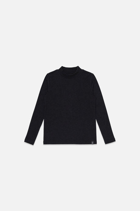 Brushed Rib Crew Neck Top Black-0