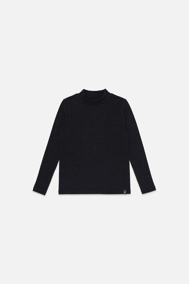 Brushed Rib Crew Neck Top Black-0