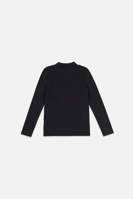 Brushed Rib Crew Neck Top Black-2