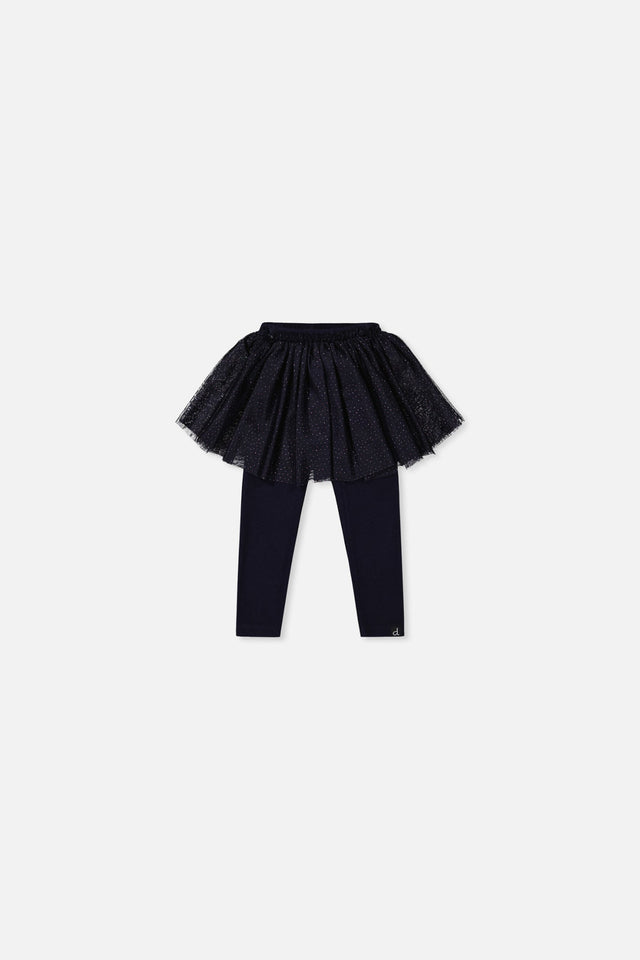 Baby Leggings With Integrated Tulle Skirt Dark Blue-0