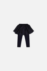 Baby Leggings With Integrated Tulle Skirt Dark Blue-1