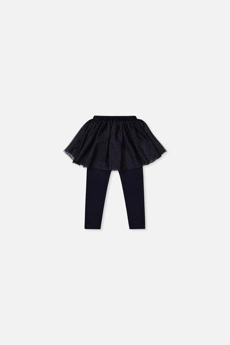 Baby Leggings With Integrated Tulle Skirt Dark Blue-1