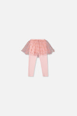 Baby Leggings With Integrated Tulle Skirt Pale Dusty Pink-1
