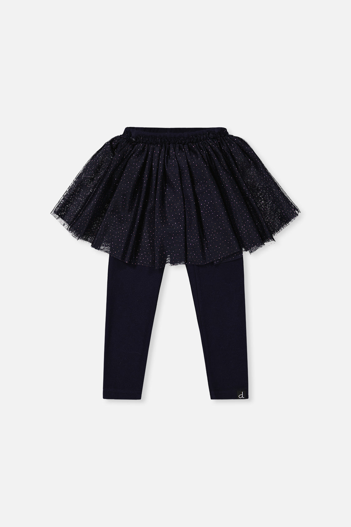 Leggings With Integrated Tulle Skirt Dark Blue-0