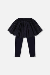 Leggings With Integrated Tulle Skirt Dark Blue-0