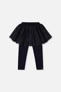 Leggings With Integrated Tulle Skirt Dark Blue-0