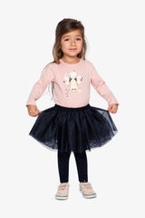 Leggings With Integrated Tulle Skirt Dark Blue-4