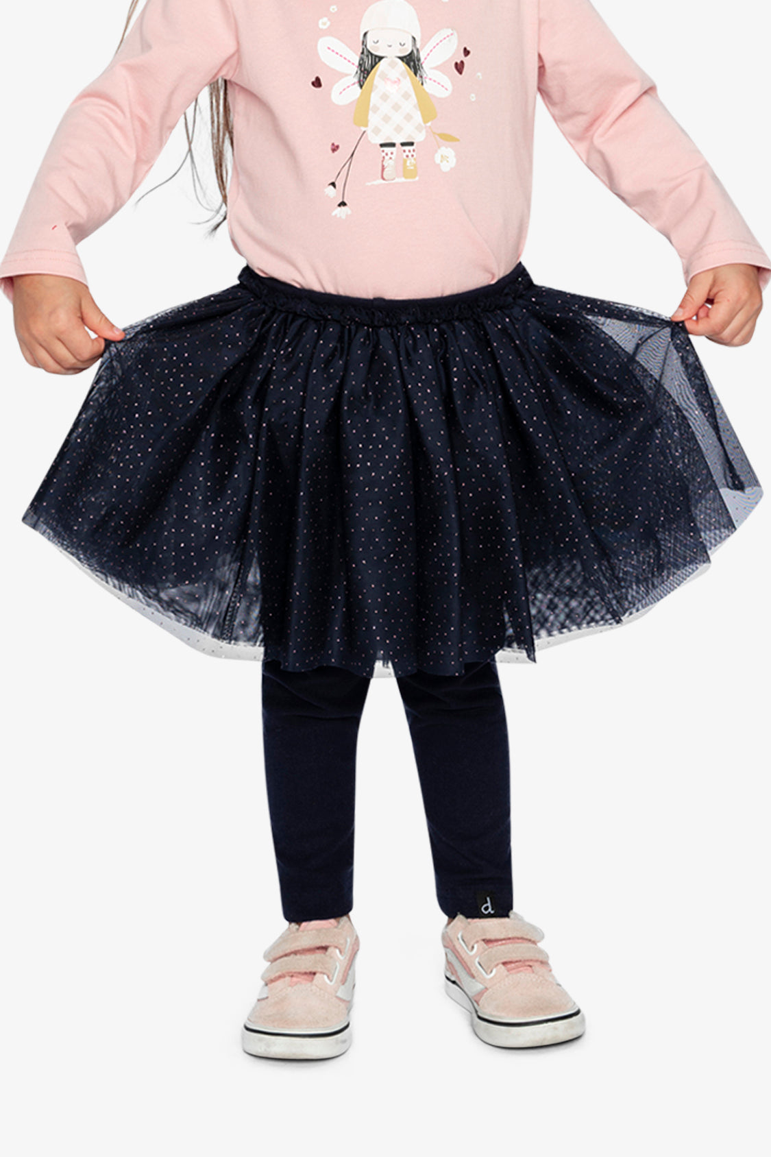 Leggings With Integrated Tulle Skirt Dark Blue-1