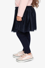 Leggings With Integrated Tulle Skirt Dark Blue-2