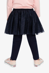 Leggings With Integrated Tulle Skirt Dark Blue-3