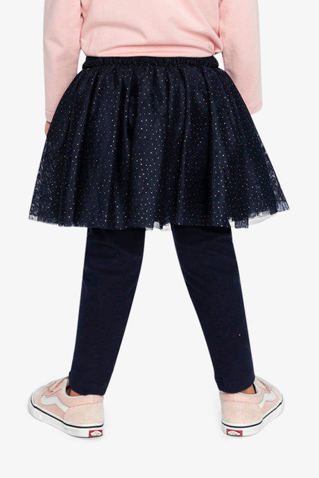 Leggings With Integrated Tulle Skirt Dark Blue-3