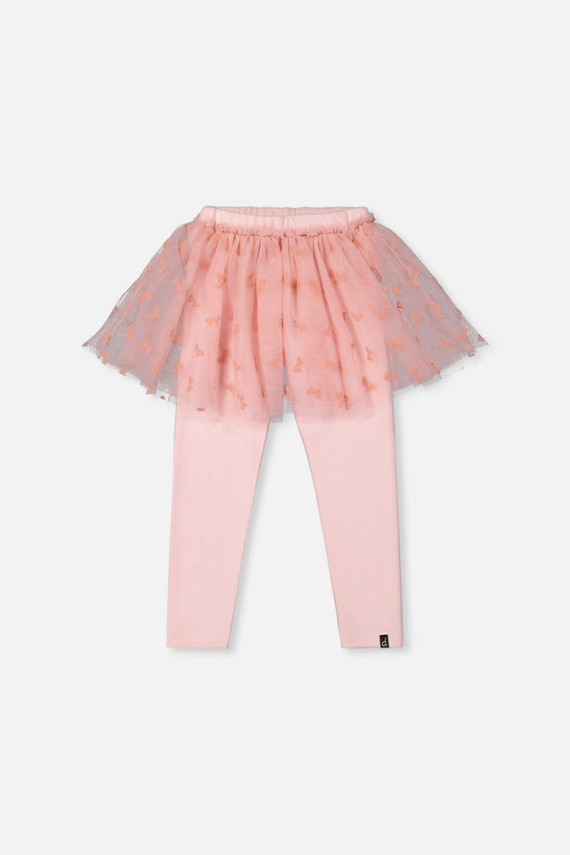 Leggings With Integrated Tulle Skirt Pale Dusty Pink-0