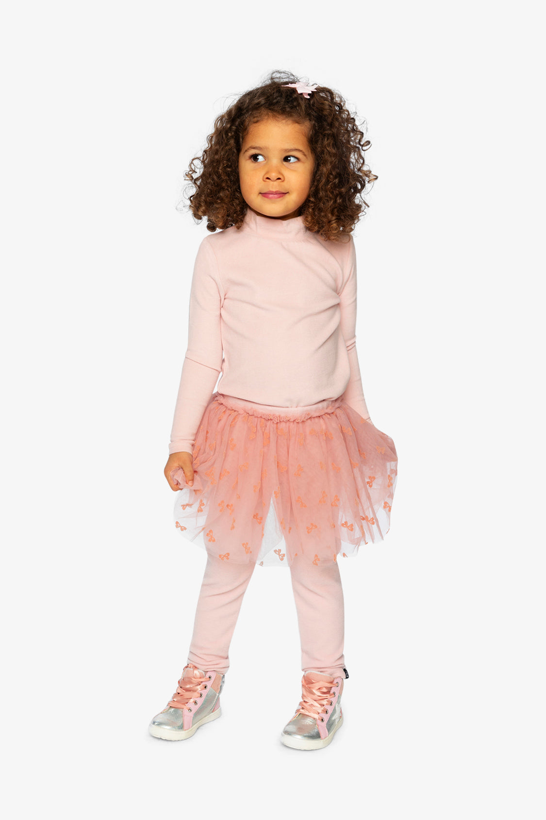 Leggings With Integrated Tulle Skirt Pale Dusty Pink-4
