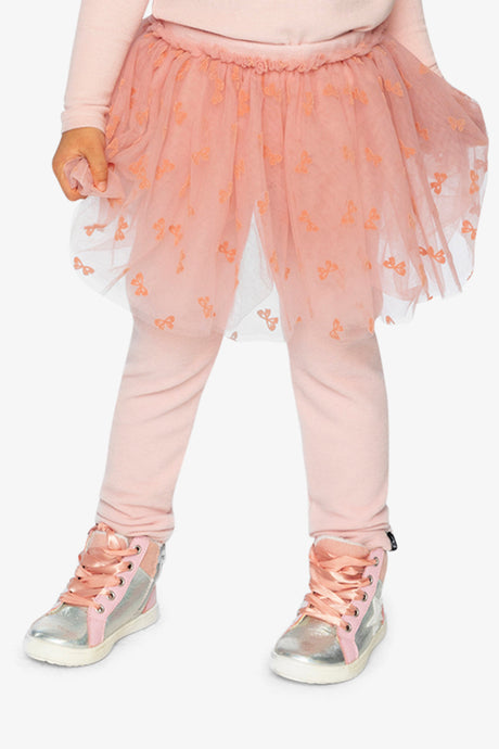Leggings With Integrated Tulle Skirt Pale Dusty Pink-1
