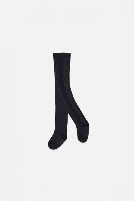 Baby Knit Textured Tights Dark Blue-0
