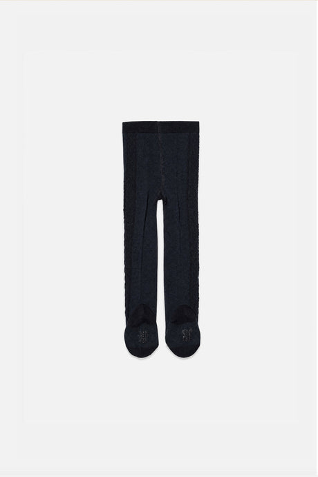 Baby Knit Textured Tights Dark Blue-1