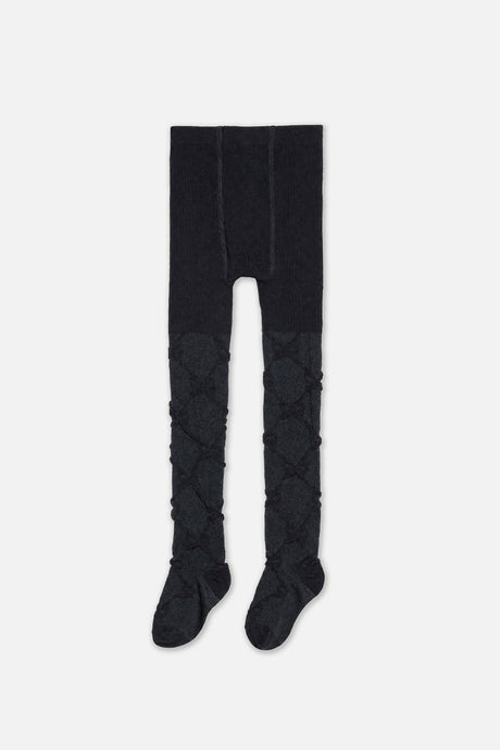 Knit Textured Tights Dark Blue-1