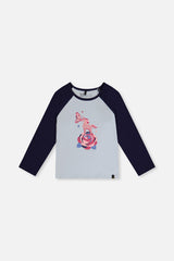 Raglan Organic Cotton T-Shirt Dark And Pale Blue-0