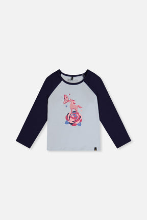 Raglan Organic Cotton T-Shirt Dark And Pale Blue-0