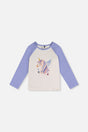 Raglan Organic Cotton T-Shirt Violet And Off-White-0