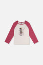 Raglan Organic Cotton T-Shirt Pinkish Violet And White-0