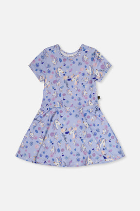 Short Sleeve Dress Purple Unicorn Print-0