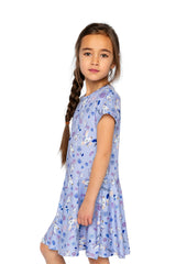 Short Sleeve Dress Purple Unicorn Print-2