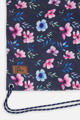 Drawstring Bag Blue Floral Print-2