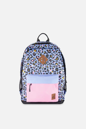Kids Backpack Blue Leopard Print-0