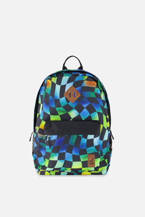 Kids Backpack Blue Checkered Print-0