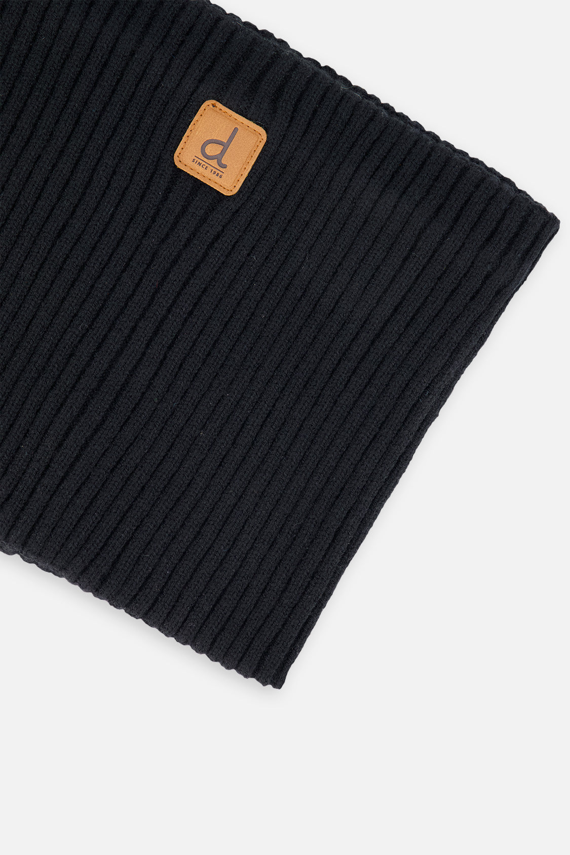 Ribbed Knit Neckwarmer Black-2