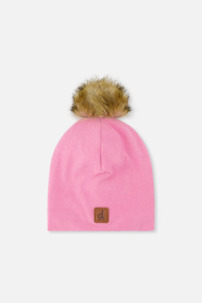 Jersey Hat With Pompom Pink-0