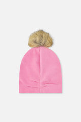 Jersey Hat With Pompom Pink-2