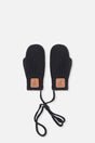 Baby Knit Mittens With String Black-0