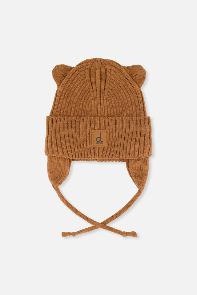 Baby Knit Hat With Strings Brown Sugar-0
