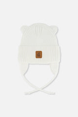 Baby Knit Hat With Strings Off-White-0