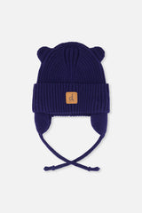 Baby Knit Hat With Strings Navy Blue-0