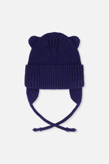 Baby Knit Hat With Strings Navy Blue-1