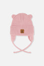 Baby Knit Hat With Strings Pale Dusty Pink-0