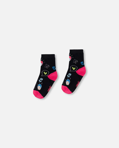 Jacquard Socks Black | Deux par Deux | Jenni Kidz