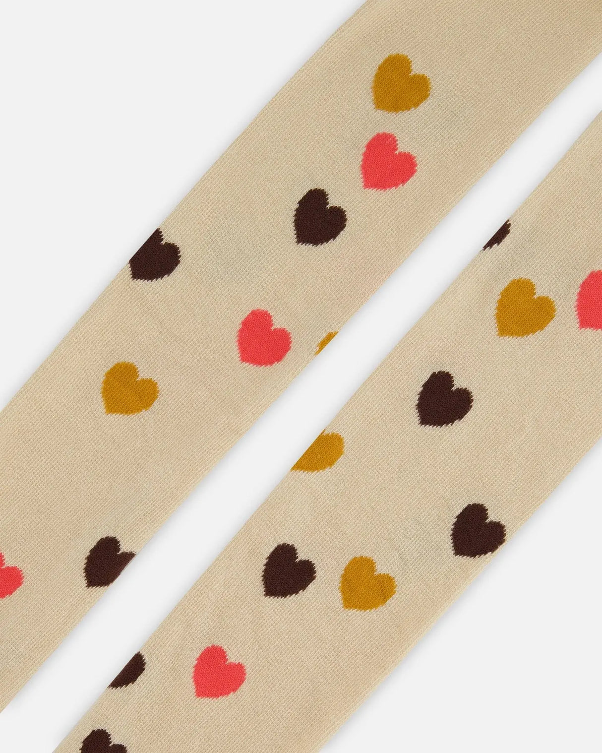 Jacquard Tights Beige Little Hearts | Deux par Deux | Jenni Kidz