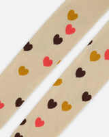 Jacquard Tights Beige Little Hearts | Deux par Deux | Jenni Kidz