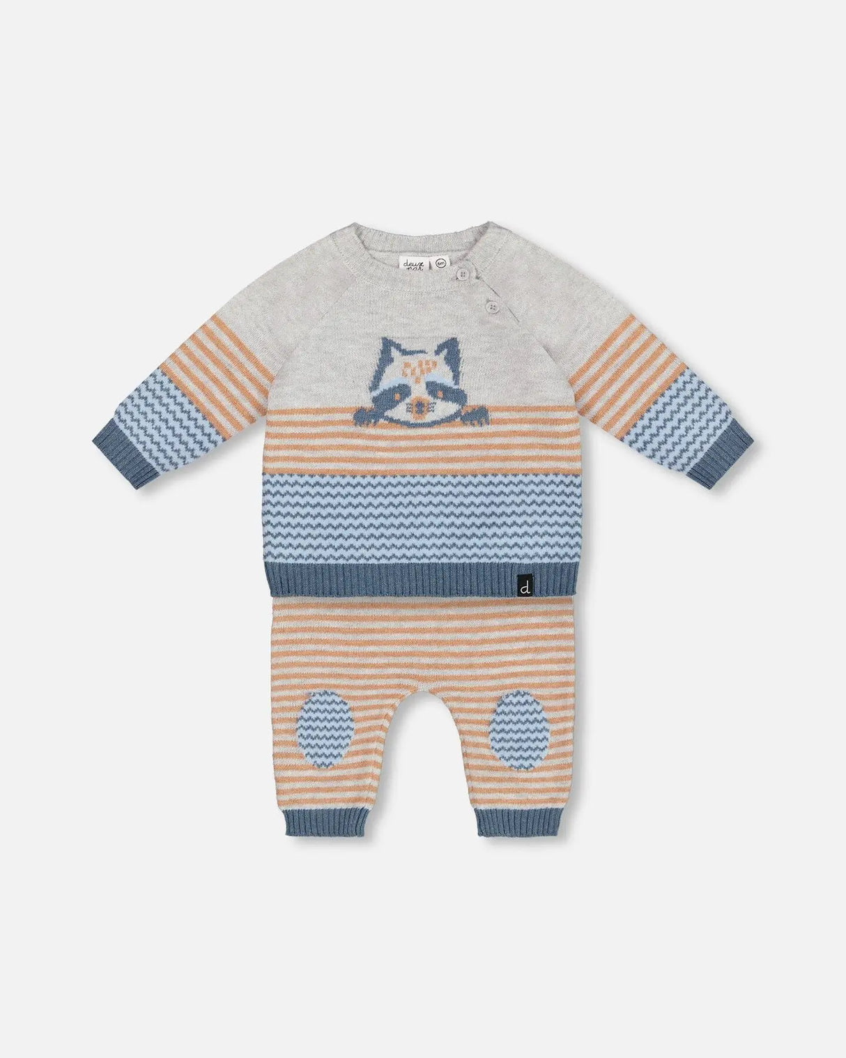 Jacquard Top And Knit Pant Set Stripe Hazel And Blue | Deux par Deux | Jenni Kidz