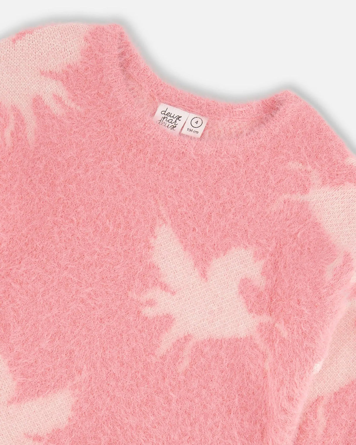 Jacquard Unicorn Sweater Hairy Knit Pink | Deux par Deux | Jenni Kidz