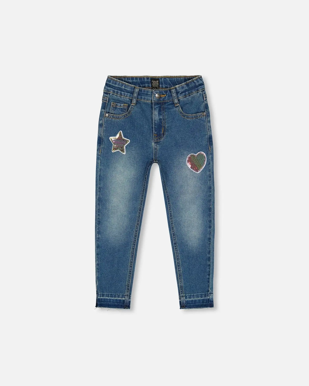 Jeans With Embroidery Patch Blue Denim | Deux par Deux | Jenni Kidz